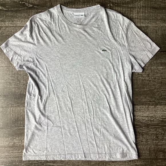 Lacoste Men’s XL Regular Fit T Shirt Gray Heather Pima Cotton Crocodile Logo Tee - Picture 1 of 5